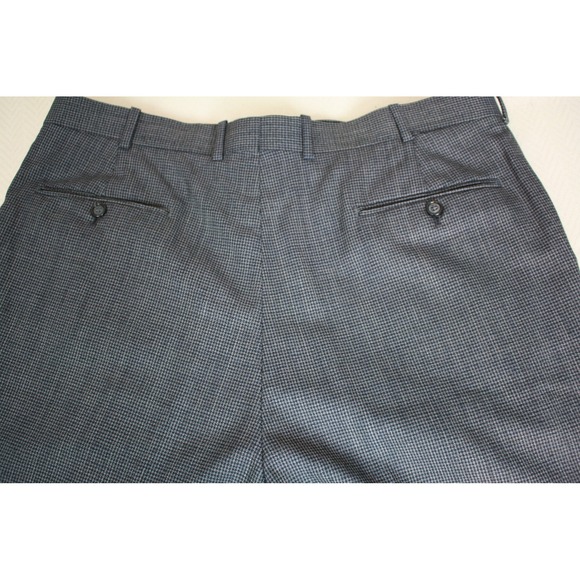 Mens Grey Black Micro Houndstooth Pleated Dress Pants Trousers Slacks - Picture 5 of 12